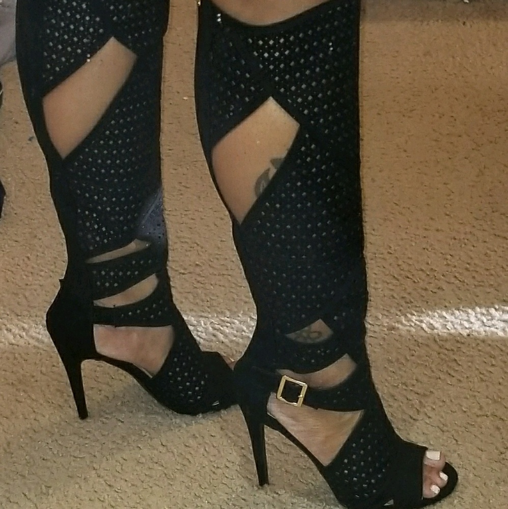 Cutout Knee High Boot